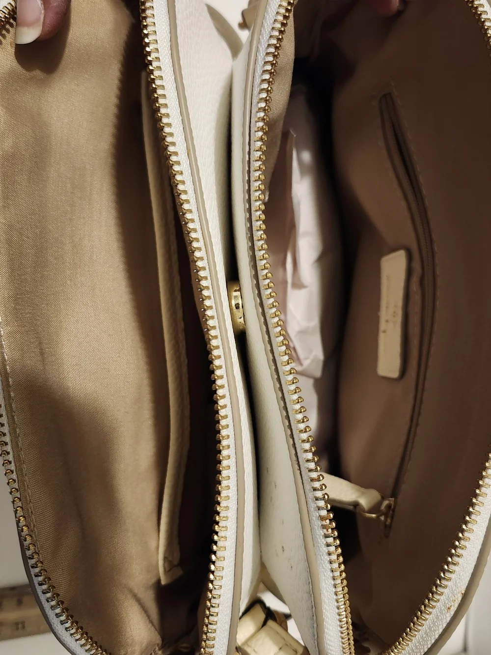 Nanette Lepore Cream & White Two-Tone Tassel Crossbody